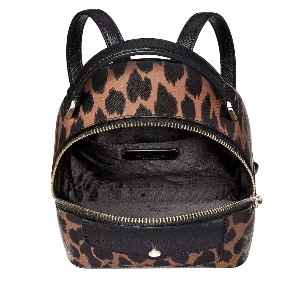 New Kate Spade Schuyler Mini Backpack Saffiano Leopard Spotted Animal Print - Picture 4 of 5